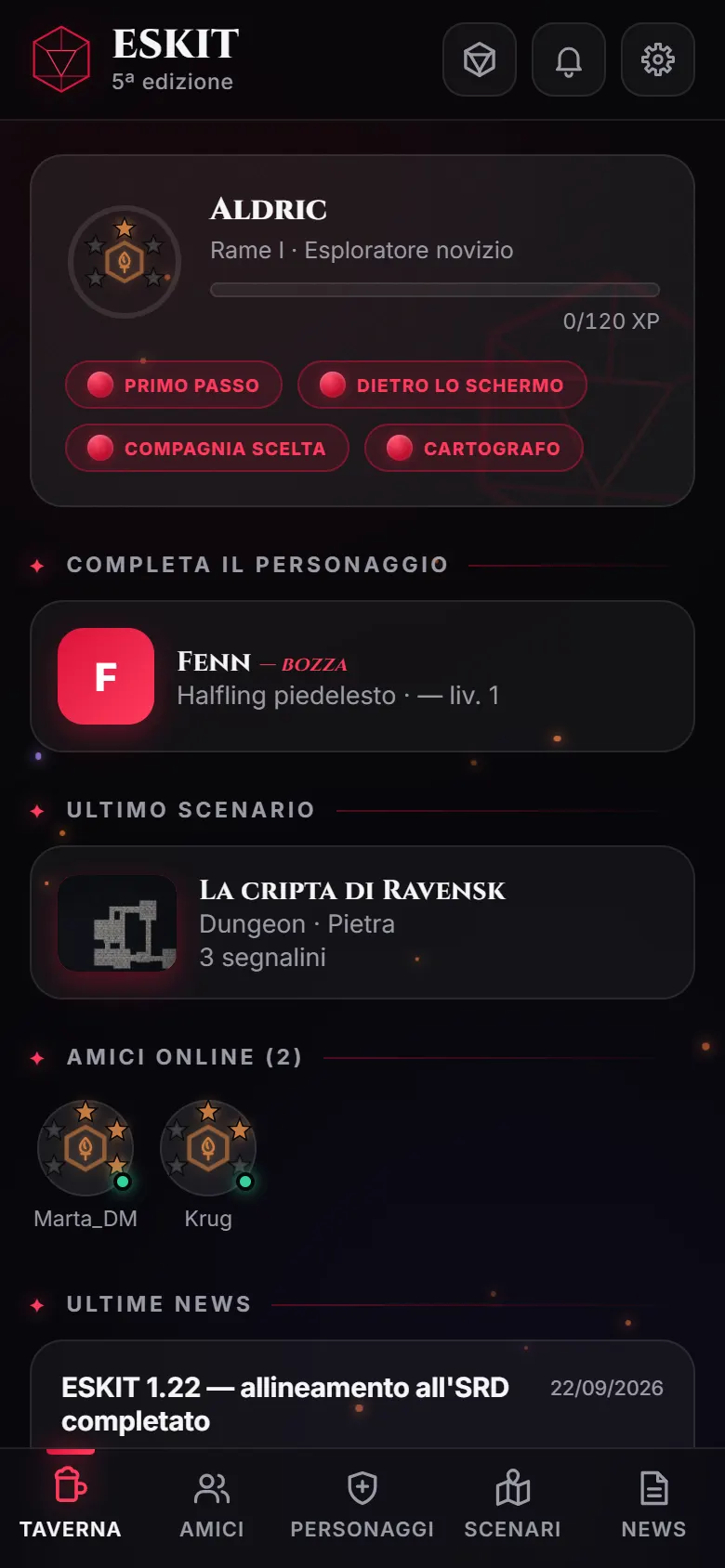 La Taverna di ESKIT: il profilo, i personaggi, l'ultimo scenario e le notizie